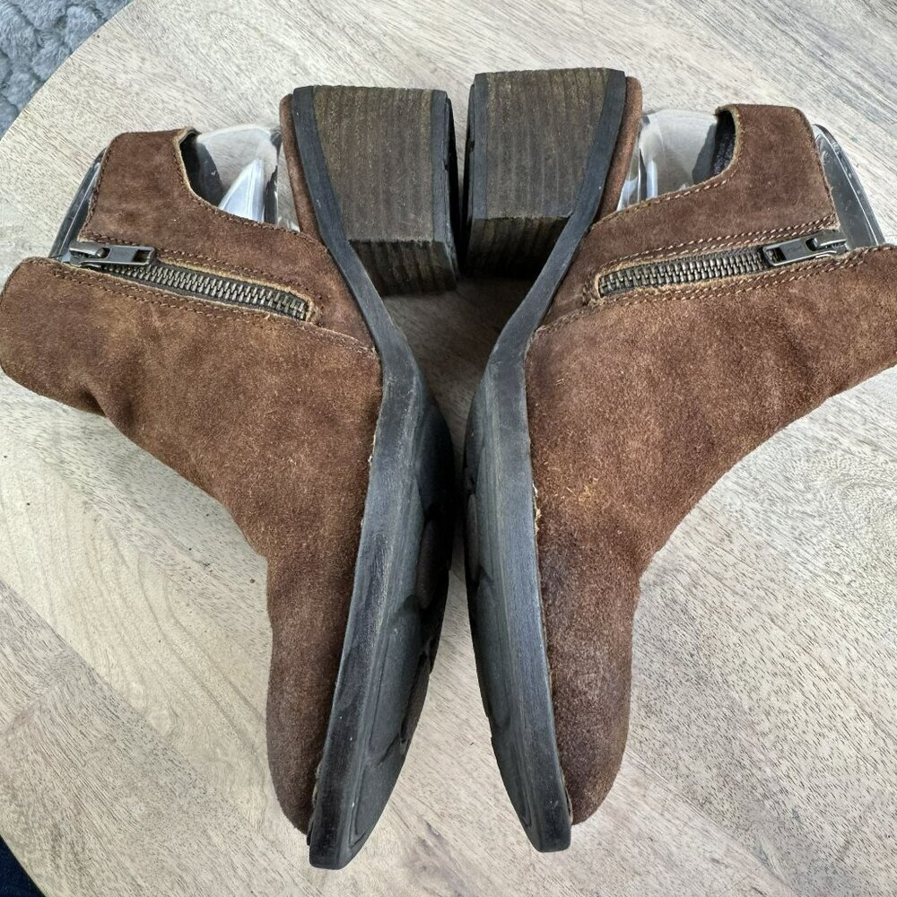 Born Rustic Brown Leather Ankle Boots With Buckle & Block Heel Size 6.5 - Picture 8 of 11